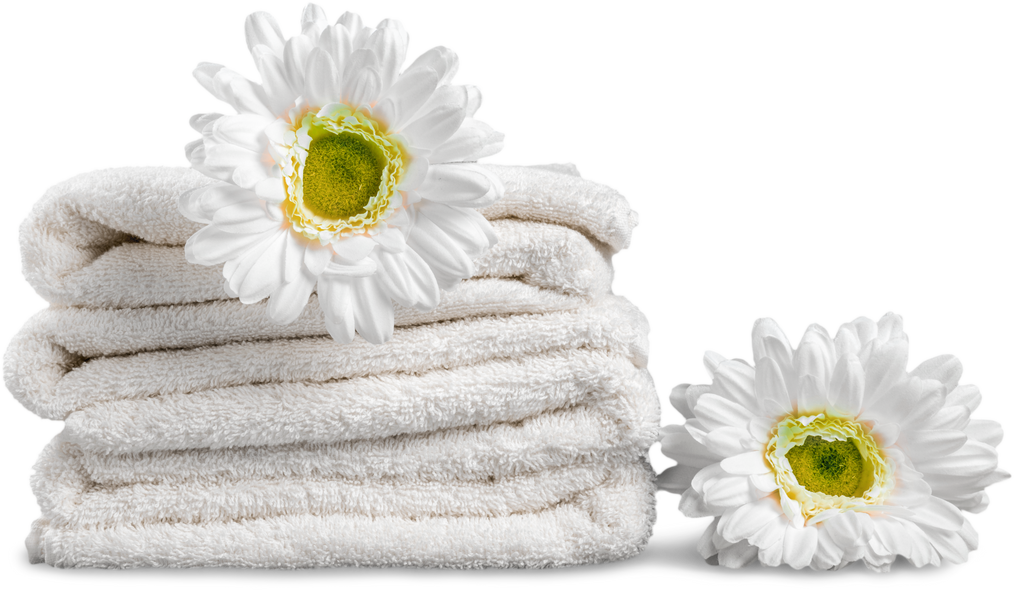 Stack of Clean Towels with Flower